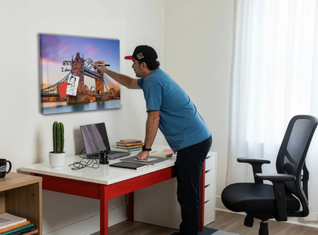 Metalen magneetbord Tower Bridge in prachtig licht – droog uitwisbaar & magnetisch