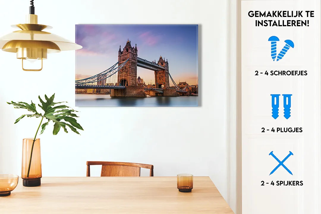 Metalen magneetbord Tower Bridge in prachtig licht – droog uitwisbaar & magnetisch