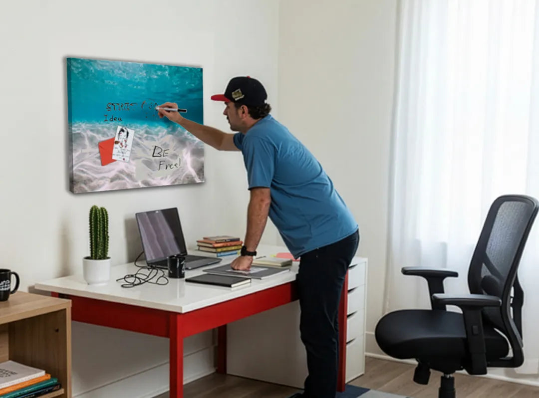 Metalen magneetbord onderwaterreflectie - decoratief en functioneel – droog uitwisbaar & magnetisch