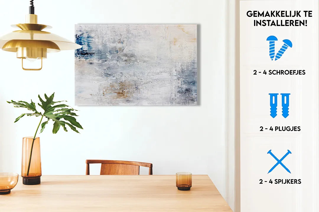 Metalen magneetbord in abstracte blauwtinten – droog uitwisbaar & magnetisch