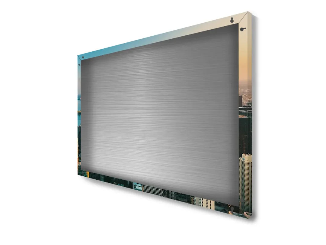 Stadssilhouet op een metalen magneetbord - droog uitwisbaar & magnetisch