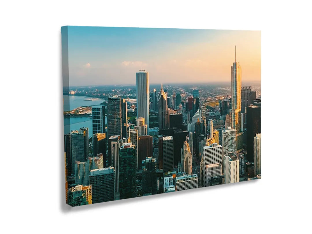Metalen magneetbord met een prachtig uitzicht op de stad