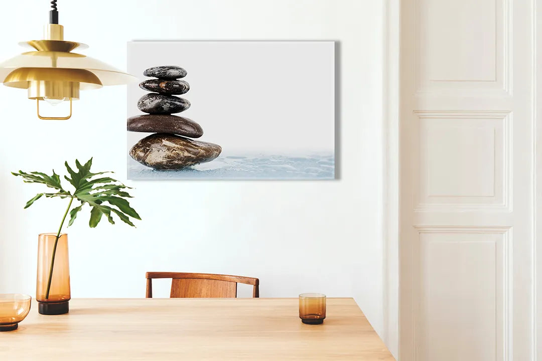 Metalen magneetbord met stapel natuurlijke stenen - droog uitwisbaar & magnetisch