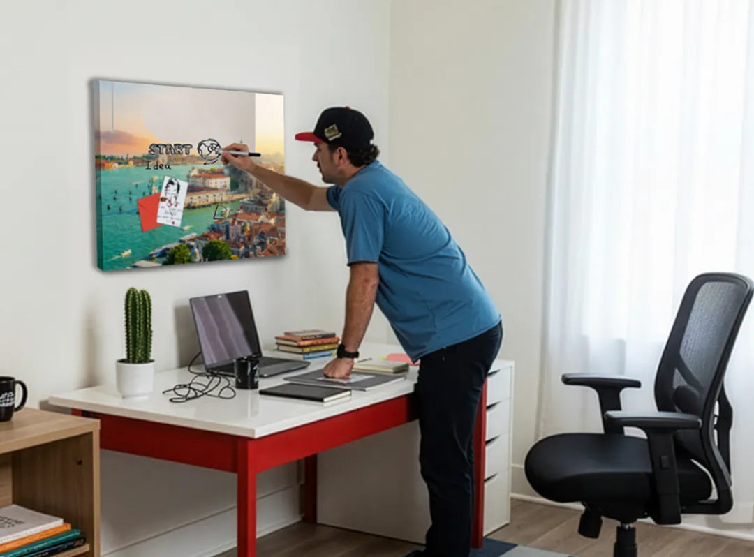 Metalen magneetbord van Veneti - Decoratief en functioneel - droog uitwisbaar & magnetisch