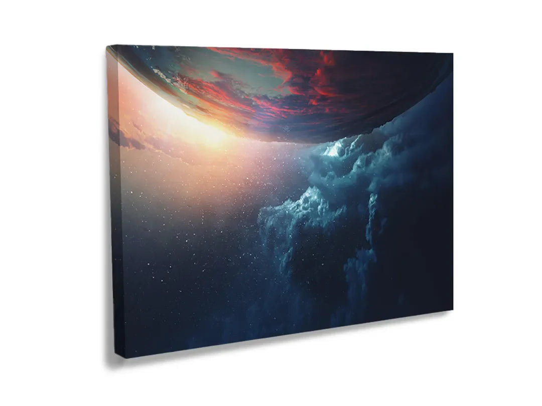 Metalen magneetbord met een prachtig ruimte thema en sterrenhemel.