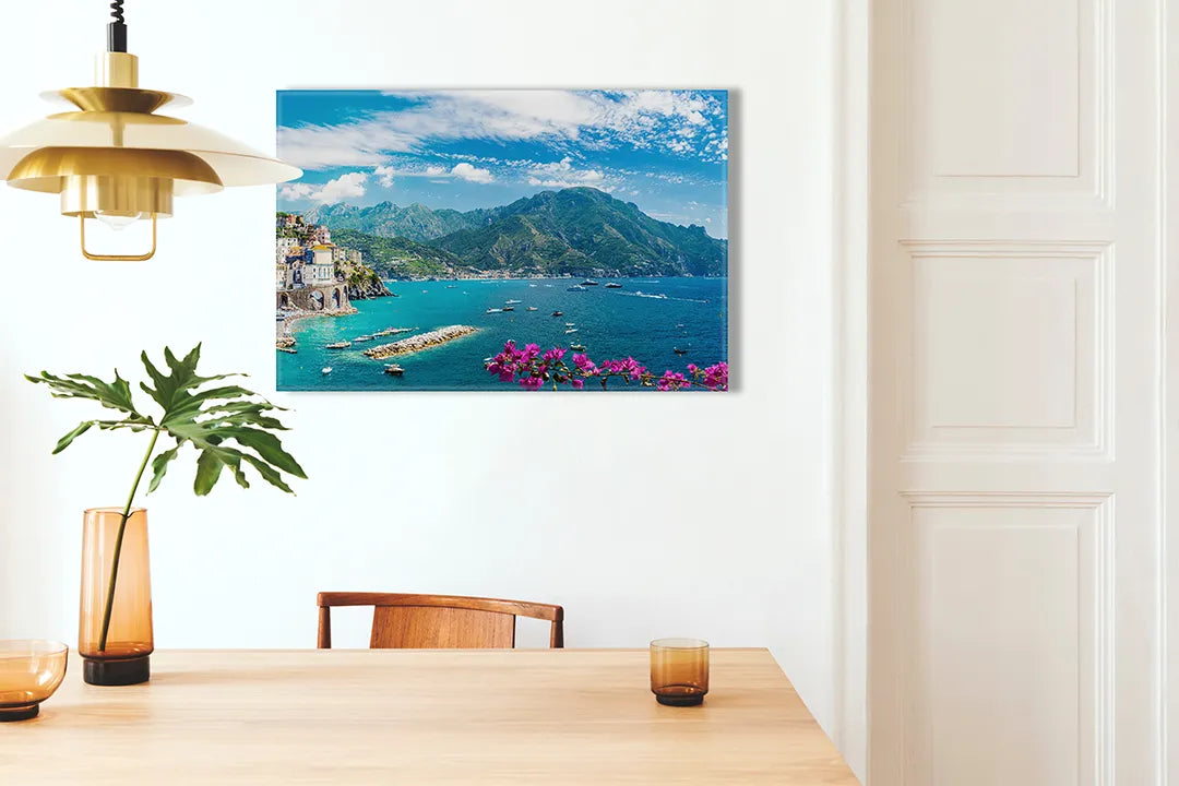 Verbluffend metalen magneetbord van Amalfi-kust - droog uitwisbaar & magnetisch