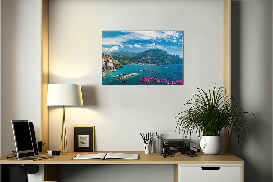 Verbluffend metalen magneetbord van Amalfi-kust - droog uitwisbaar & magnetisch