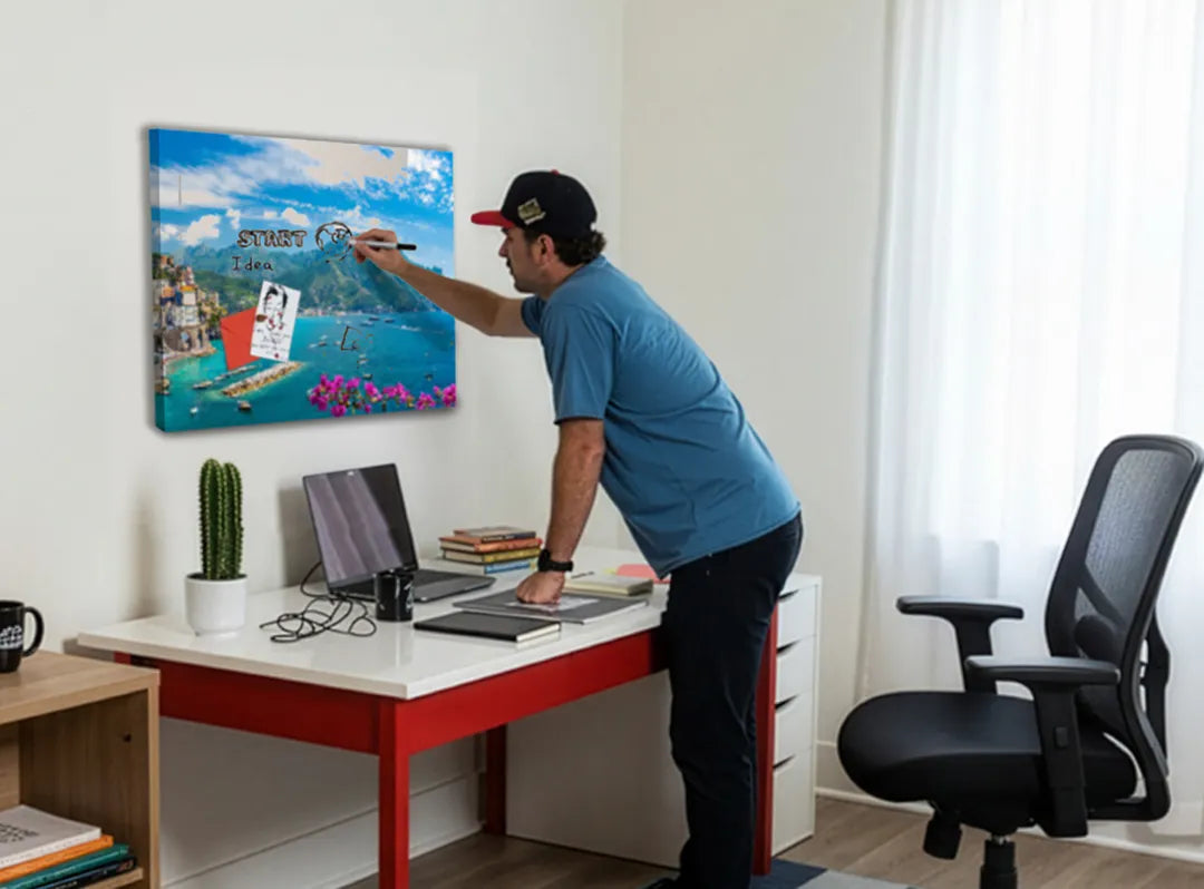 Verbluffend metalen magneetbord van Amalfi-kust - droog uitwisbaar & magnetisch