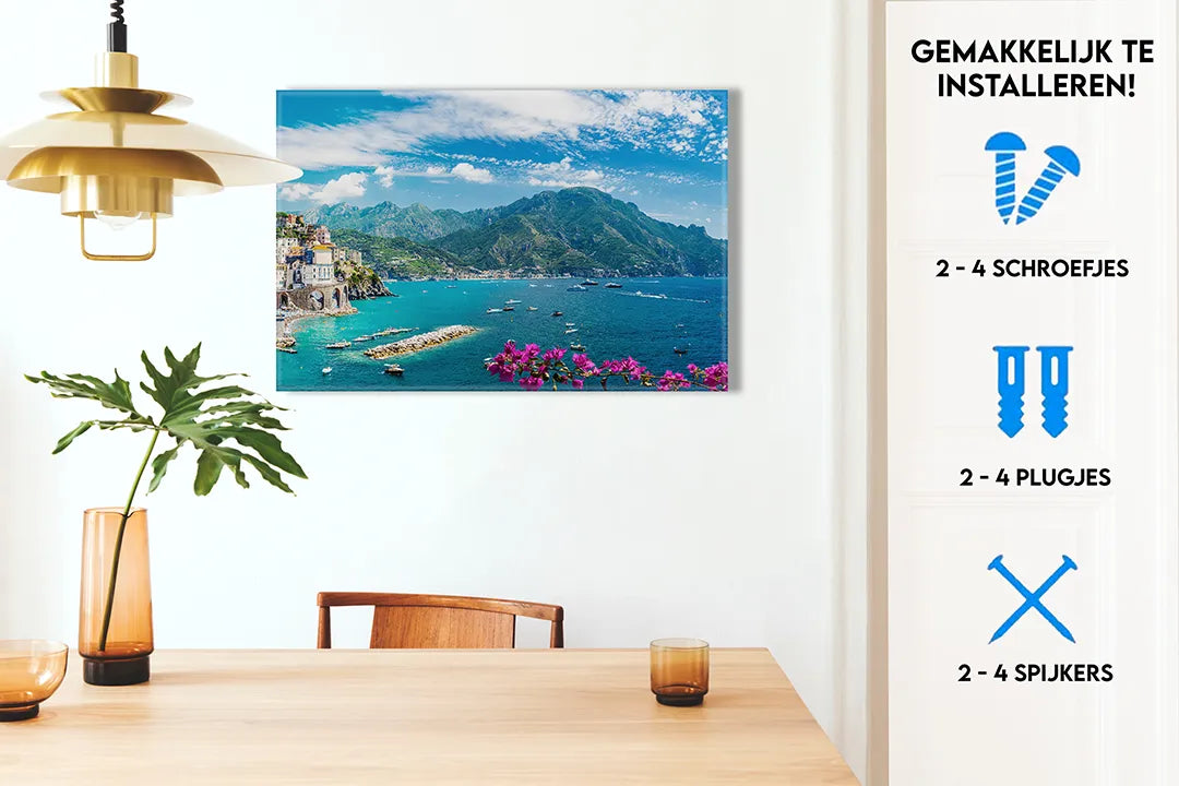 Verbluffend metalen magneetbord van Amalfi-kust - droog uitwisbaar & magnetisch