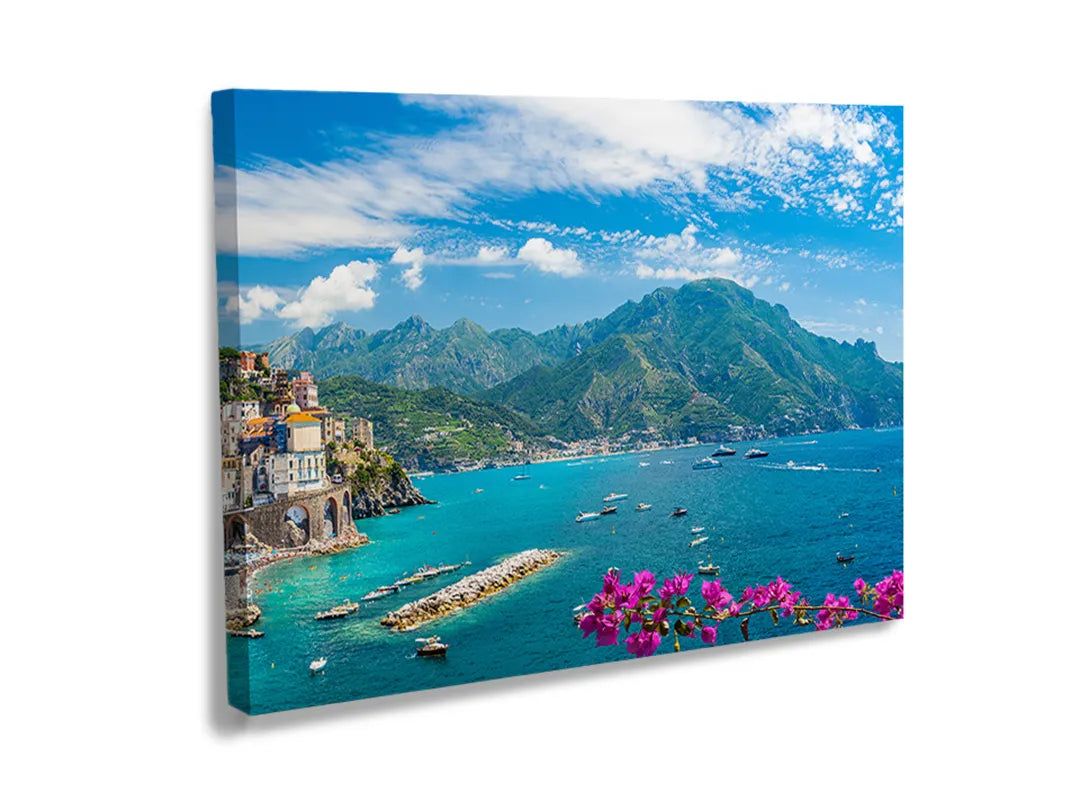 Metalen magneetbord met afbeelding van de Amalfi-kust