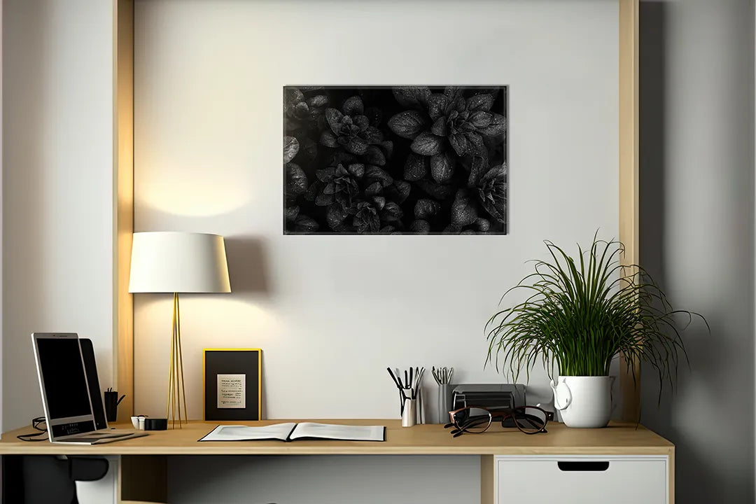 Metalen magneetbord met zwarte bloemenprint - droog uitwisbaar & magnetisch
