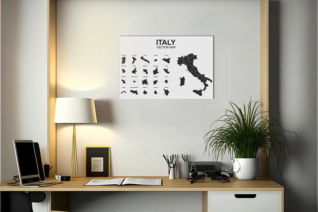 Stijlvol Italiaans Vector Magneetbord in Zwart-Wit - droog uitwisbaar & magnetisch