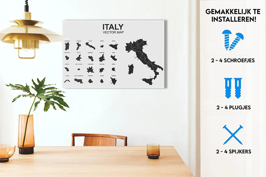 Stijlvol Italiaans Vector Magneetbord in Zwart-Wit - droog uitwisbaar & magnetisch