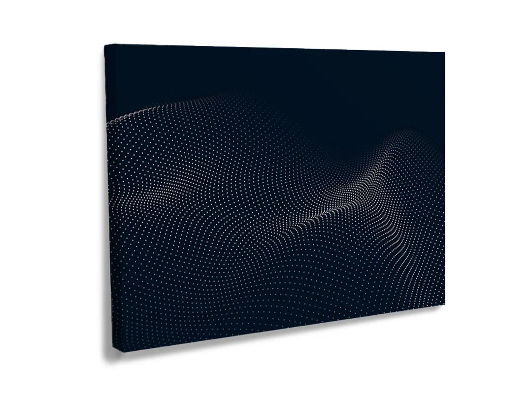 Metalen magneetbord met golfpatroon in diepblauw en wit.