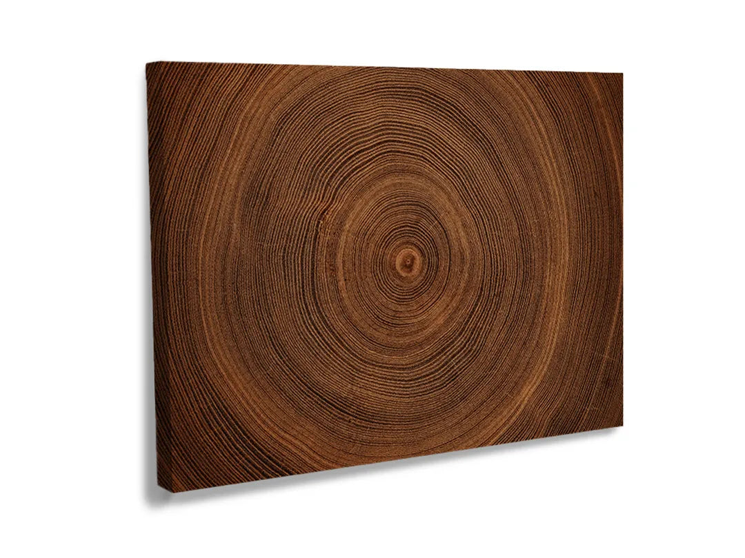 Metalen bord met houten schijf design, geschikt als magneetbord.