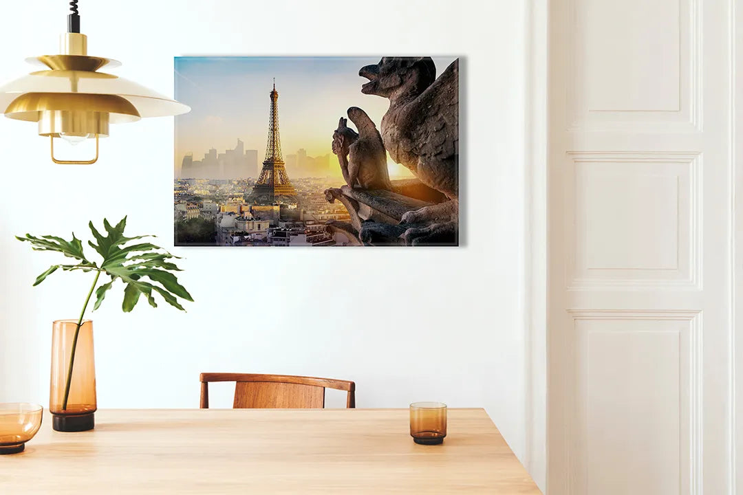 Metalen magneetbord met Eiffeltoren en mythologische beelden - droog uitwisbaar & magnetisch