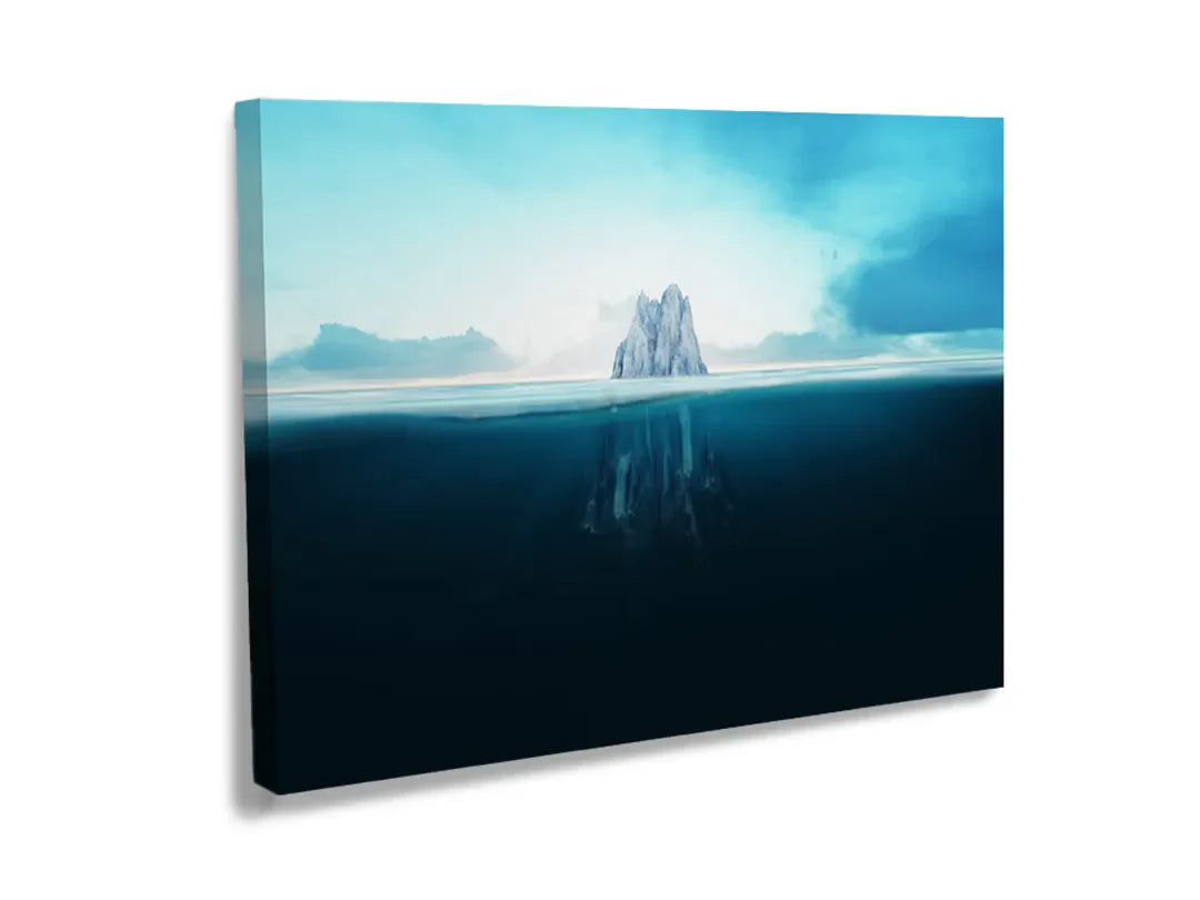 Metalen magneetbord met een serene afbeelding van een ijsberg in de zee.