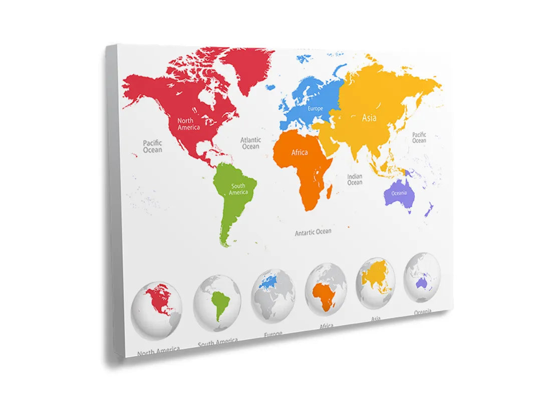 Metalen bord met gekleurde wereldkaart, multifunctioneel magneetbord