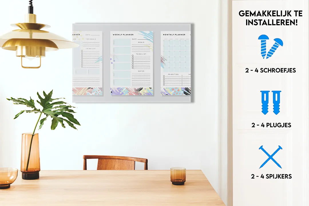 Metalen magneetbord met speelse kleuren voor organisatie – droog uitwisbaar & magnetisch