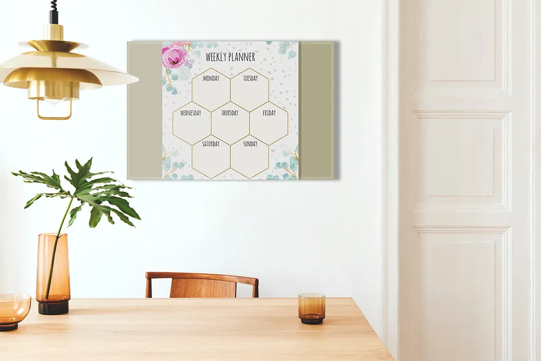 Metalen Magneetbord met Weelderige Bloemenlook – droog uitwisbaar & magnetisch