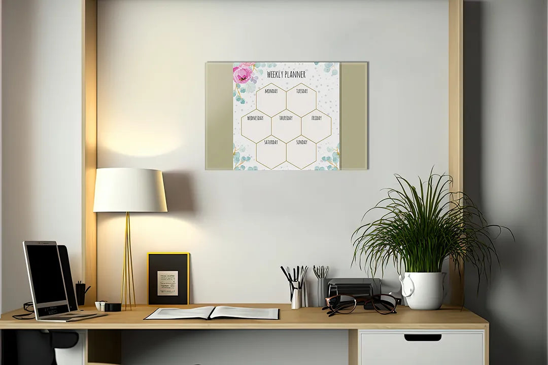 Metalen Magneetbord met Weelderige Bloemenlook – droog uitwisbaar & magnetisch