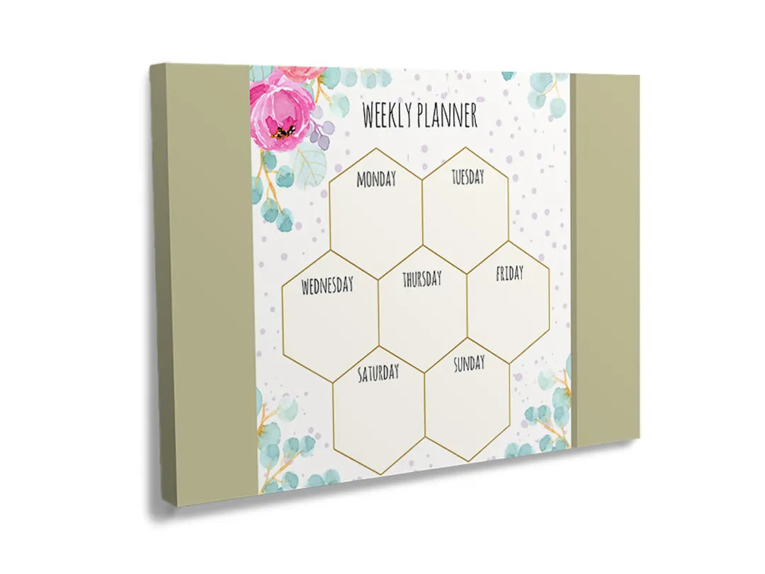 Metalen magneetbord met bloemen voor wekelijkse planning