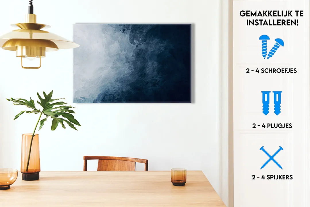 Modern metalen magneetbord in oceanen van blauw – droog uitwisbaar & magnetisch