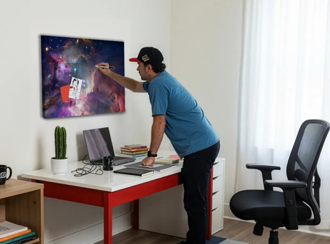 Metalen magneetbord met sterrenstelsel ontwerp – droog uitwisbaar & magnetisch