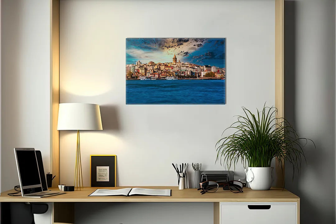Metalen magneetbord van de prachtige skyline van Istanbul - droog uitwisbaar & magnetisch