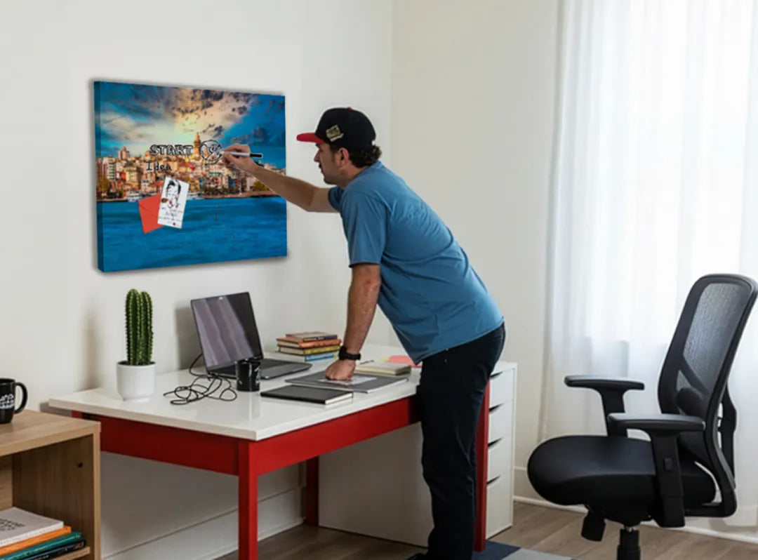 Metalen magneetbord van de prachtige skyline van Istanbul - droog uitwisbaar & magnetisch