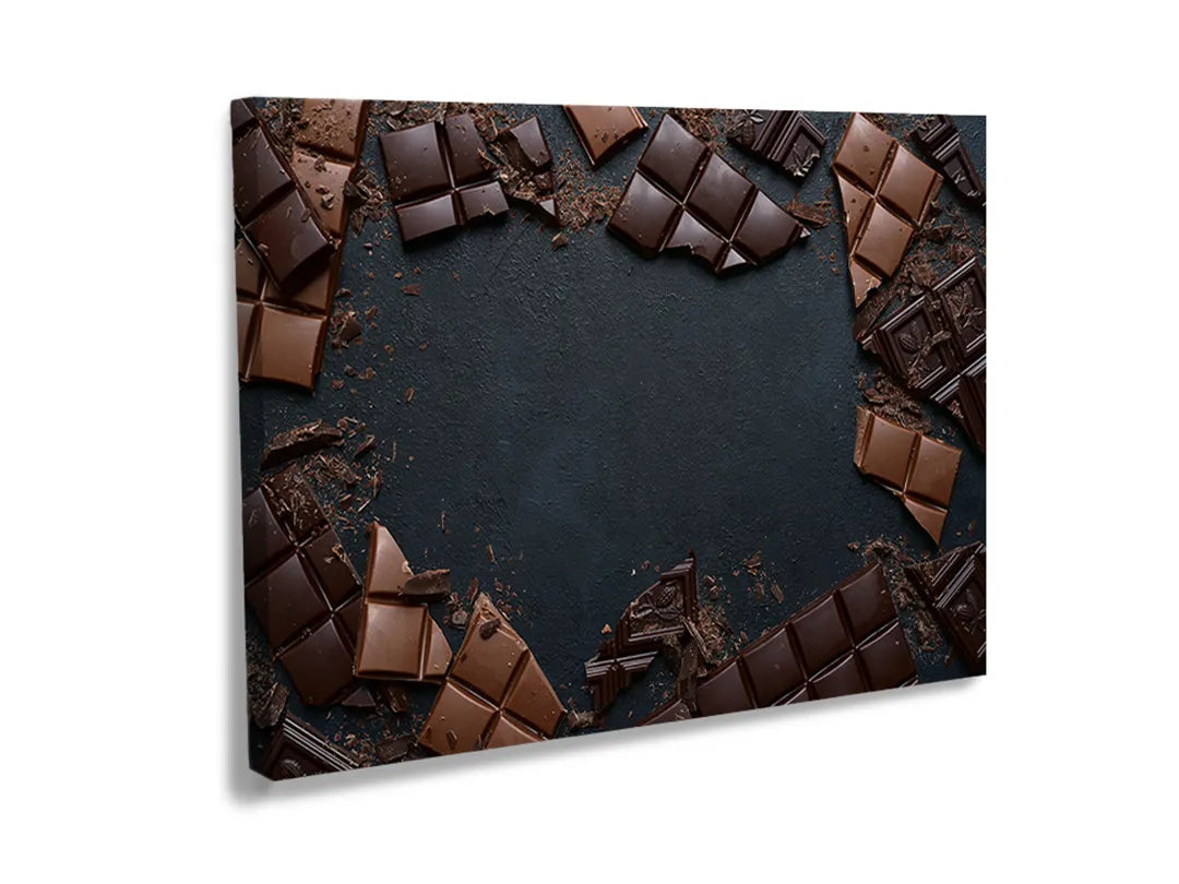 Metalen magneetbord met een chocolade design, decoratief en functioneel.