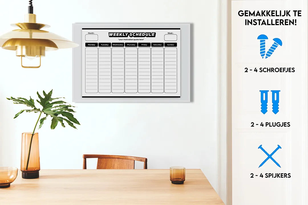 Metalen Magneetbord - Weekschema voor jouw Planning - droog uitwisbaar & magnetisch
