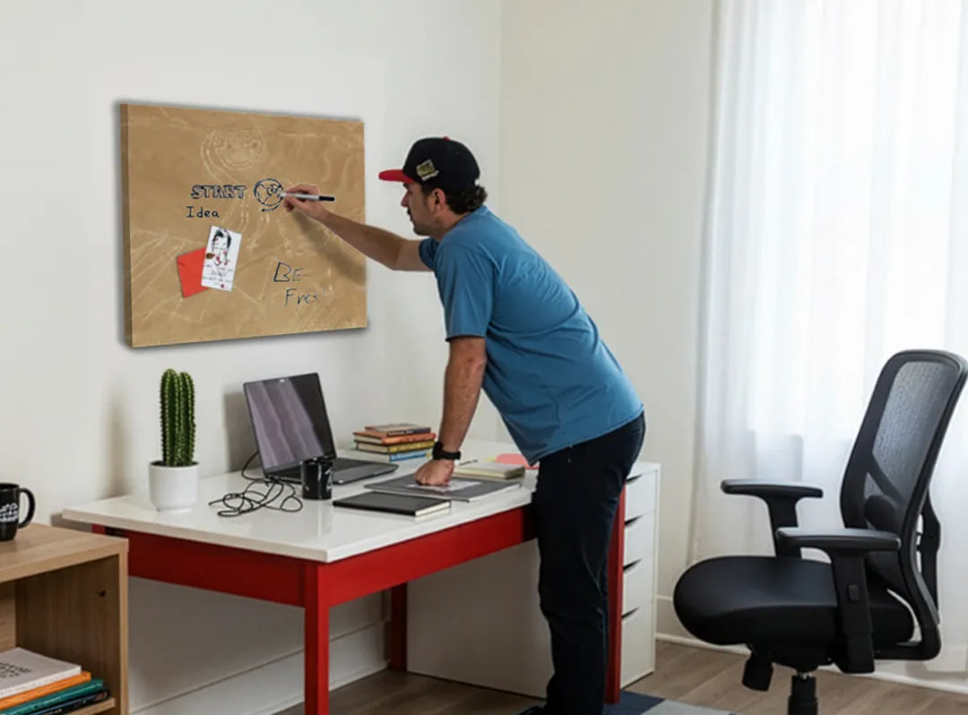 Metalen Magneetbord met Prehistorische Tekening – droog uitwisbaar & magnetisch