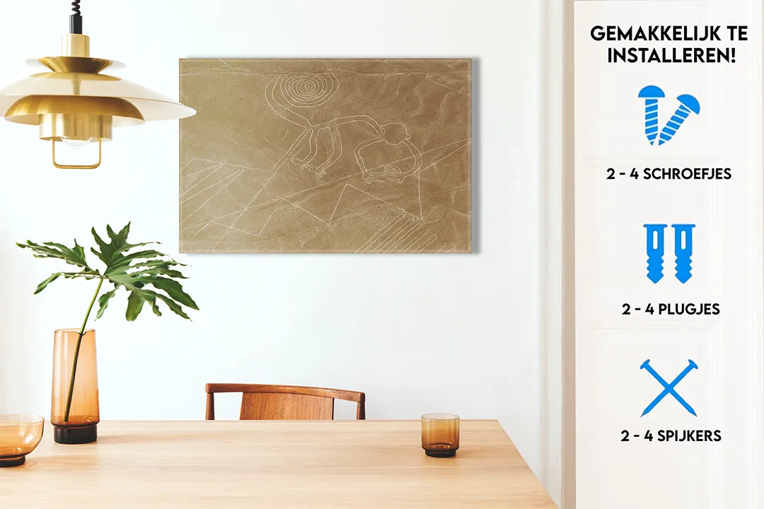 Metalen Magneetbord met Prehistorische Tekening – droog uitwisbaar & magnetisch