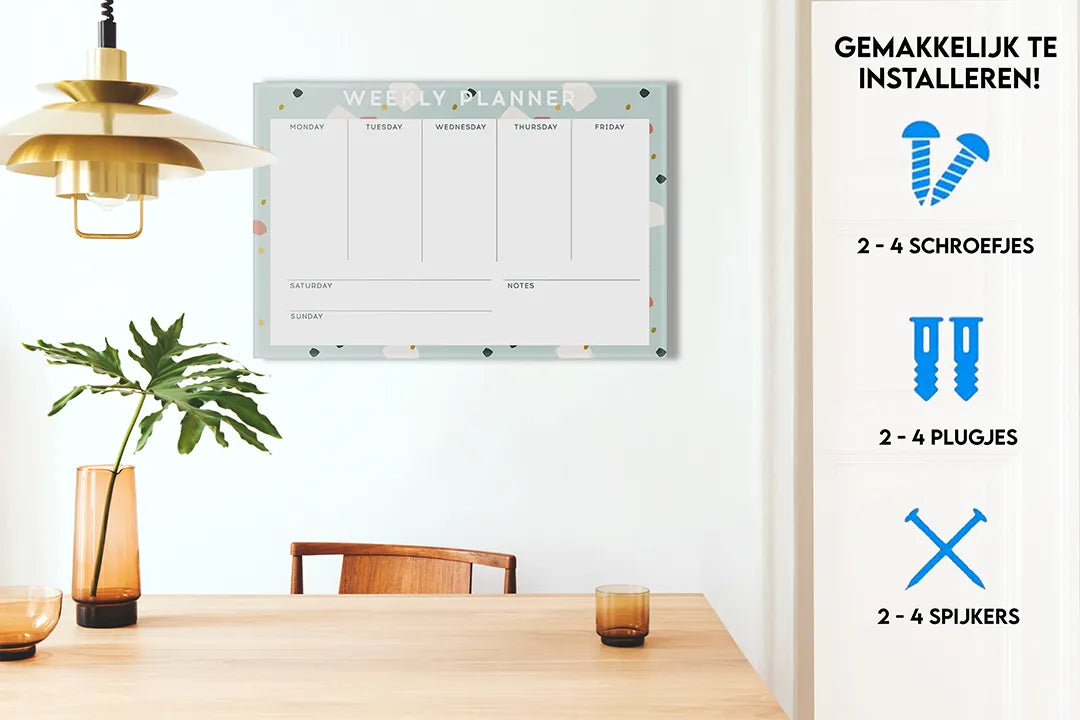 Metalen magneetbord - Weekly Planner ontwerp – droog uitwisbaar & magnetisch