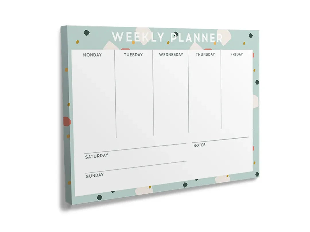 Metalen bord met Weekly Planner ontwerp voor notities en afspraken