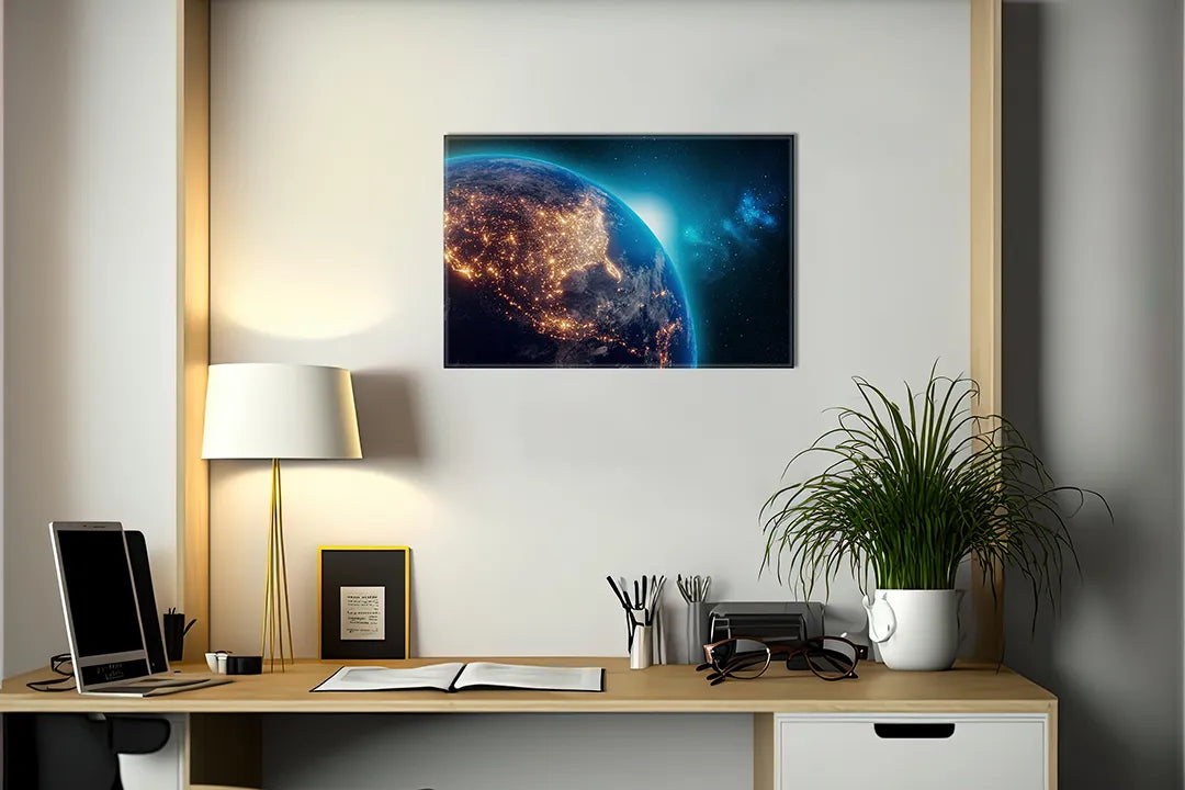 Metalen magneetbord met wereldbeeld - droog uitwisbaar & magnetisch