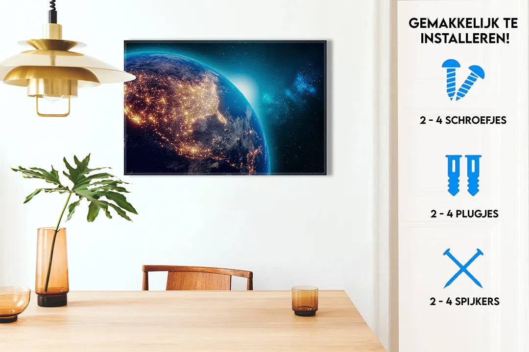 Metalen magneetbord met wereldbeeld - droog uitwisbaar & magnetisch