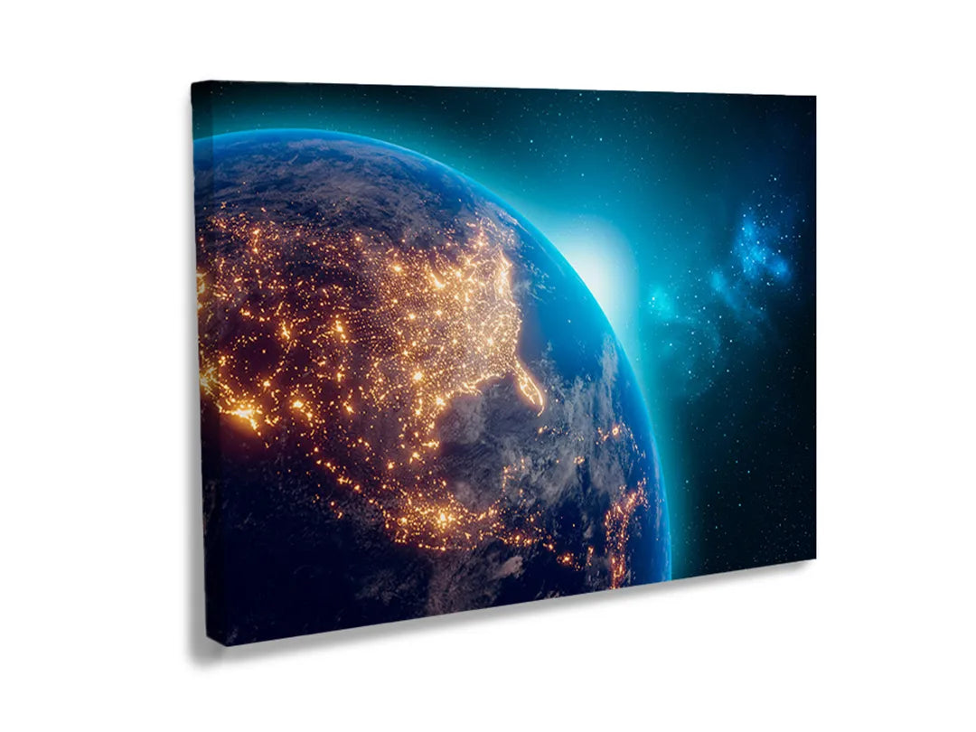 Metalen magneetbord met een prachtig beeld van de aarde in de ruimte.