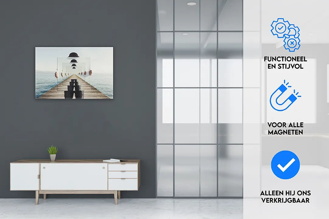 Metalen magneetbord met illusionistisch ontwerp – droog uitwisbaar & magnetisch