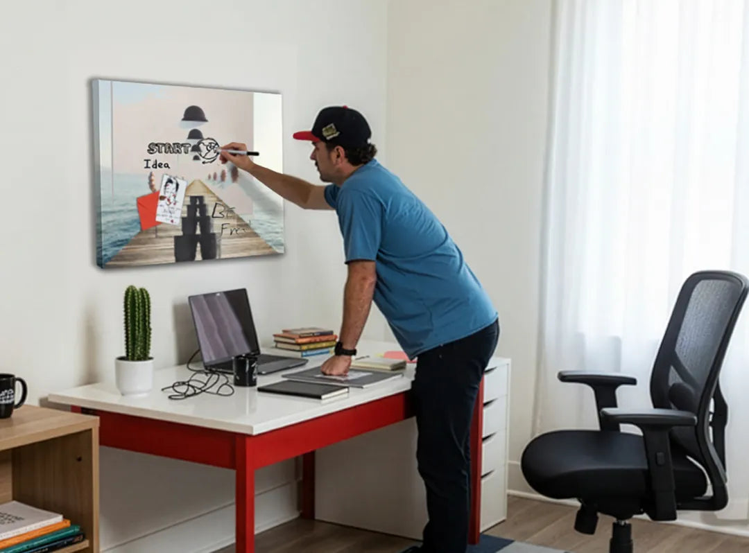 Metalen magneetbord met illusionistisch ontwerp – droog uitwisbaar & magnetisch