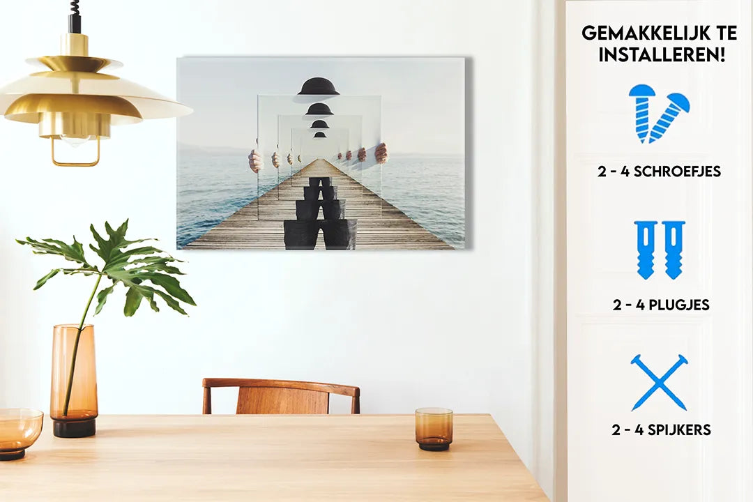 Metalen magneetbord met illusionistisch ontwerp – droog uitwisbaar & magnetisch