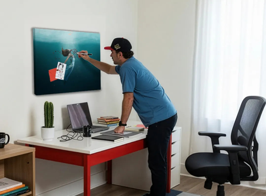 Boeiende Onderwatermagie - Aluminium Magneetbord – droog uitwisbaar & magnetisch