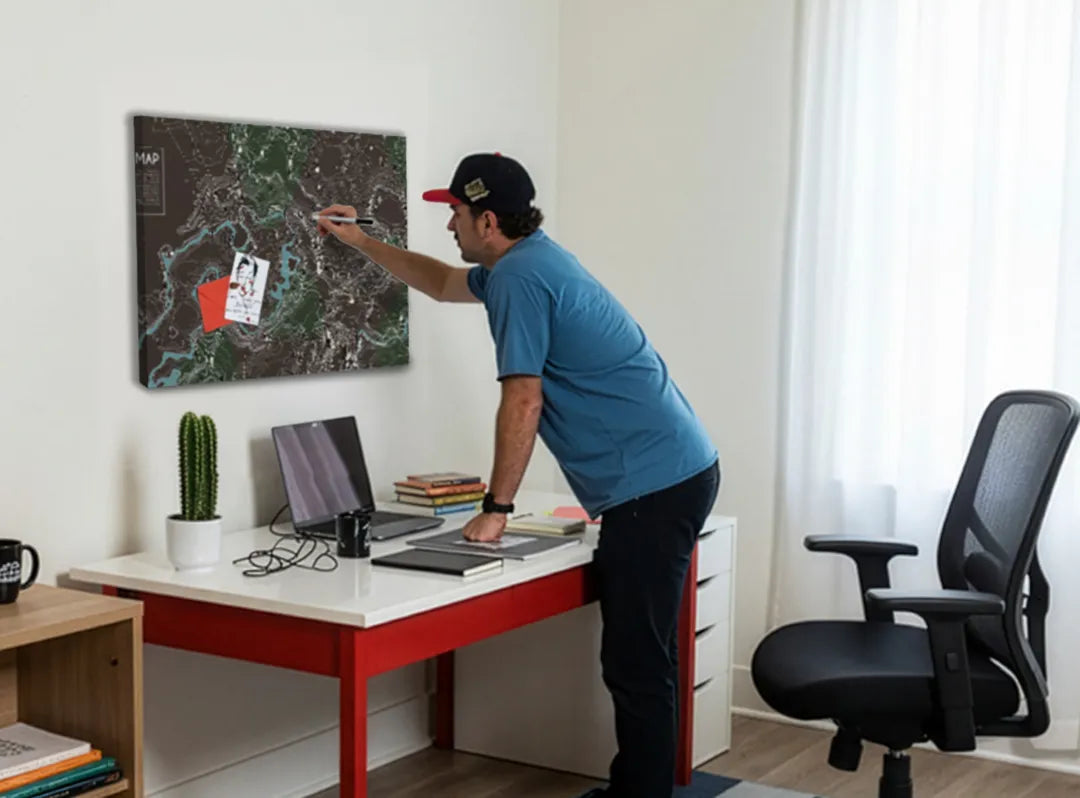 Metalen Magneetbord met Kaart Design – droog uitwisbaar & magnetisch