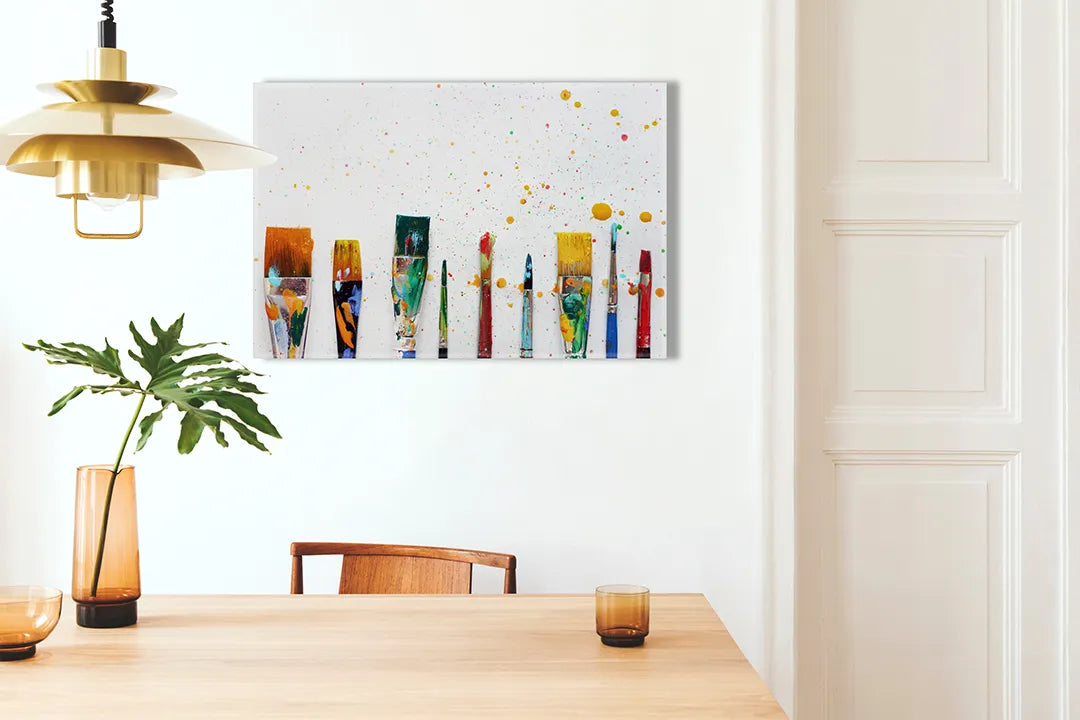 Metalen magneetbord met schilderkwasten en kleurspatten – droog uitwisbaar & magnetisch