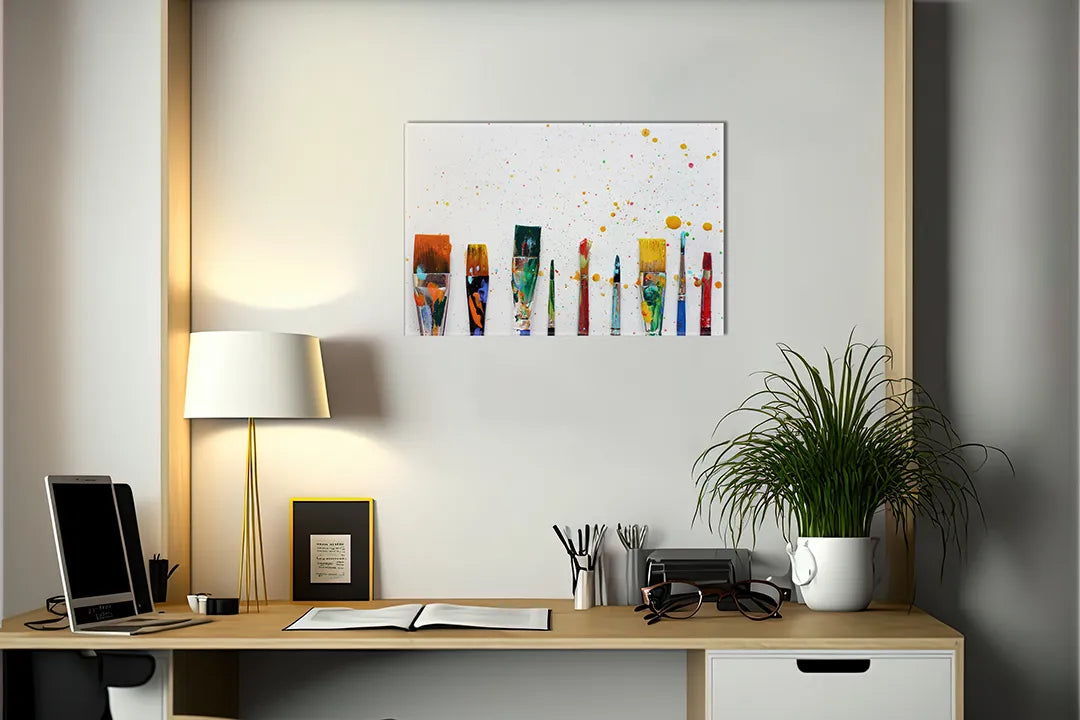 Metalen magneetbord met schilderkwasten en kleurspatten – droog uitwisbaar & magnetisch