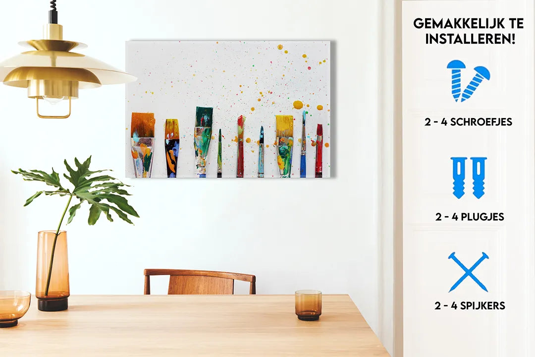 Metalen magneetbord met schilderkwasten en kleurspatten – droog uitwisbaar & magnetisch