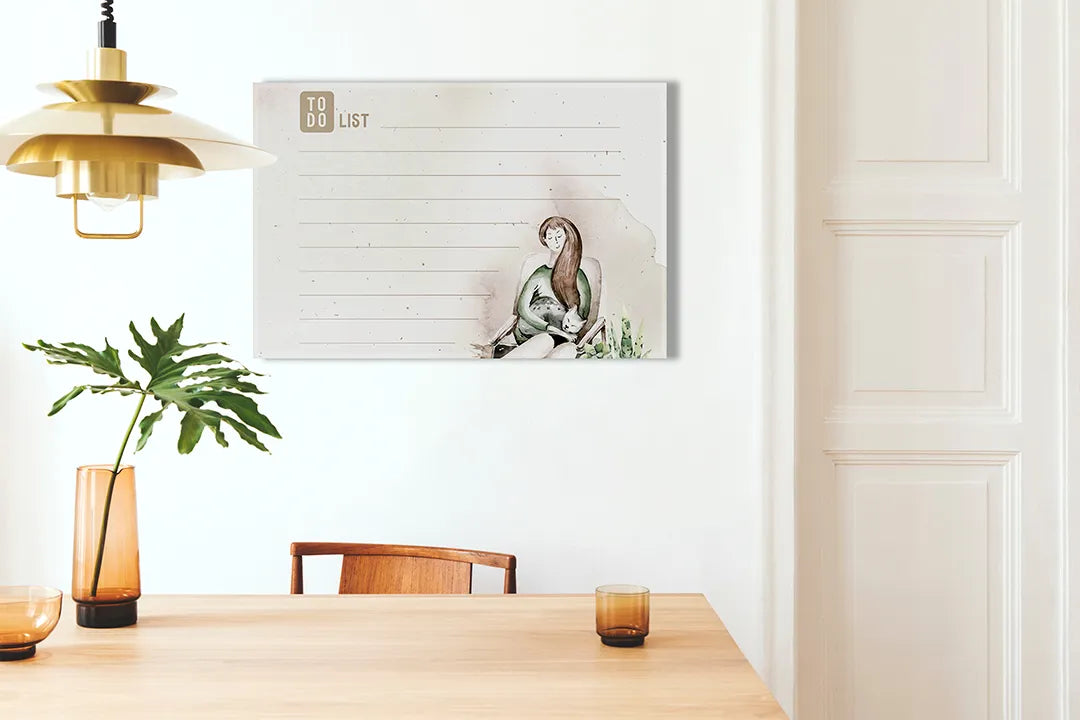 Metalen magneetbord met to-do lijst en sfeervolle illustratie – droog uitwisbaar & magnetisch