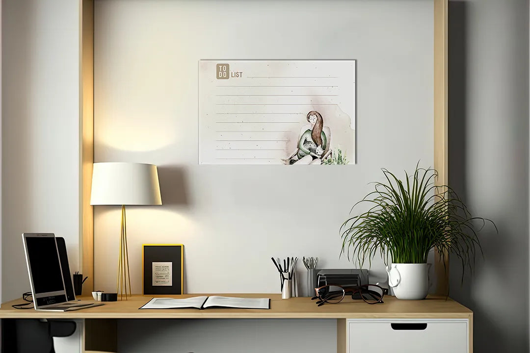 Metalen magneetbord met to-do lijst en sfeervolle illustratie – droog uitwisbaar & magnetisch