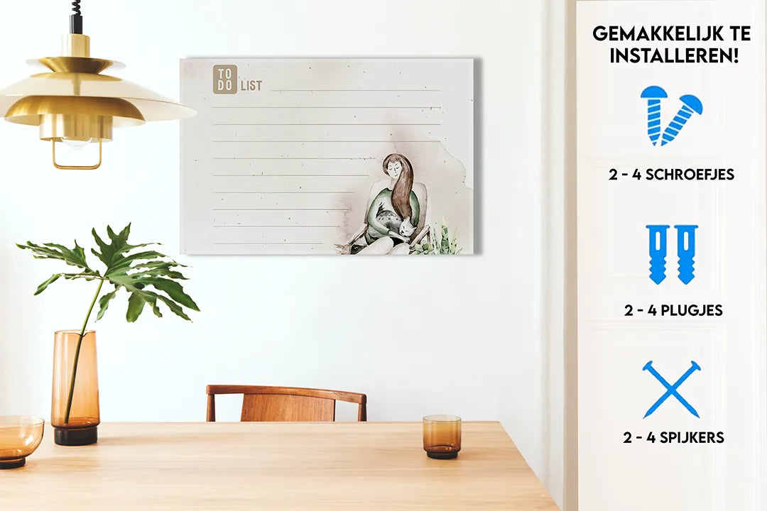 Metalen magneetbord met to-do lijst en sfeervolle illustratie – droog uitwisbaar & magnetisch
